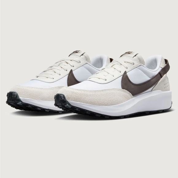Nike Waffle Debut- White and Brown Sneakers, SZ 7.5 - Picture 1 of 4